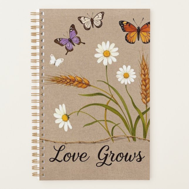 Bohemian Wildflowers, butterflies, wheat stalks Planner (Front)
