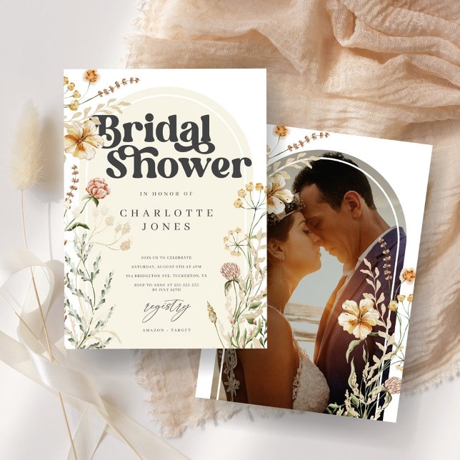 Bohemian Wildflowers Photo Arch Bridal Shower Invitation (Creator Uploaded)