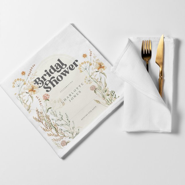 Bohemian Wildflowers Photo Arch Bridal Shower Napkin (Creator Uploaded)