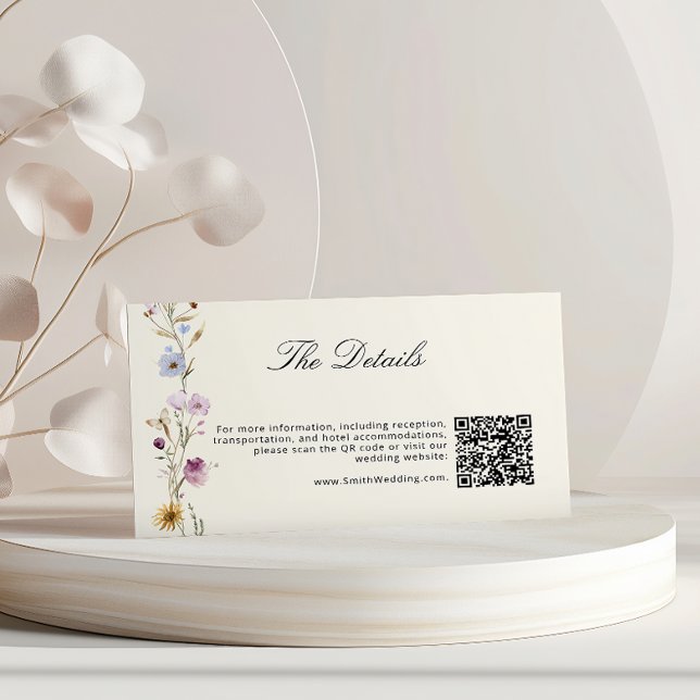 Bohemian Wildflowers QR Code Details Wedding Enclosure Card (Creator Uploaded)