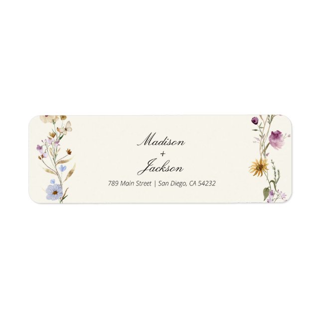 Bohemian Wildflowers Wedding Return Address Label (Front)