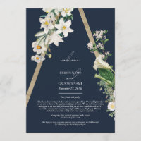 Bohemian Wood Florals Blue Wedding Itinerary