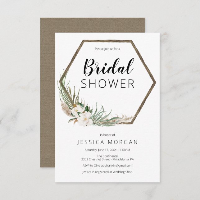 Bohemian Wreath Bridal Shower Invitation Card (Front/Back)
