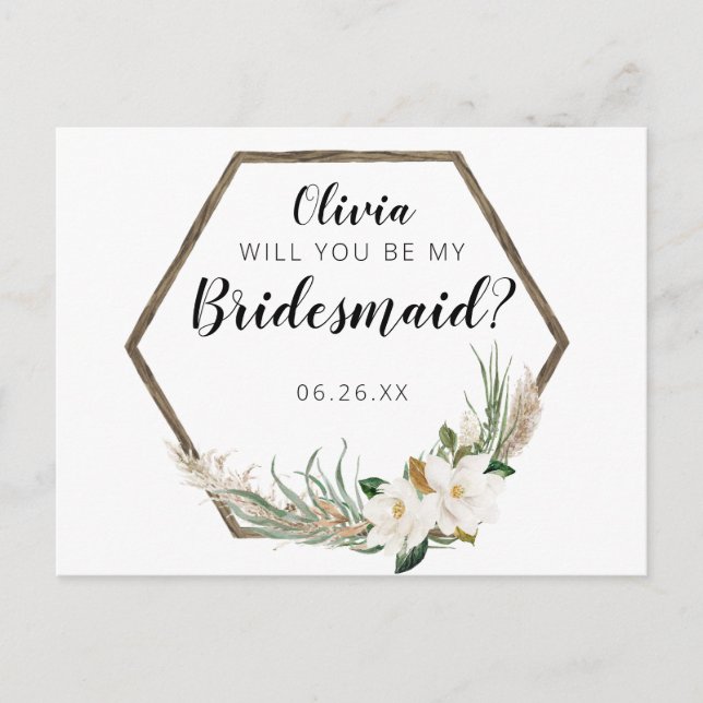 Bohemian Wreath Bridesmaid Proposal Card (Front)