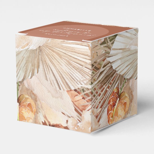 Bohenian boho rust terracotta wedding favour box (Front Side)
