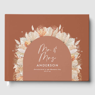 Bohenian boho rust terracotta wedding mr and mrs guest book