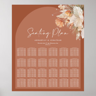 Bohenian boho rust terracotta wedding seating plan poster
