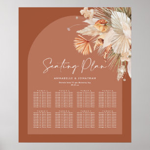 Bohenian boho rust terracotta wedding seating plan poster