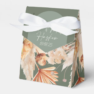 Bohenian boho sage green wedding favour box