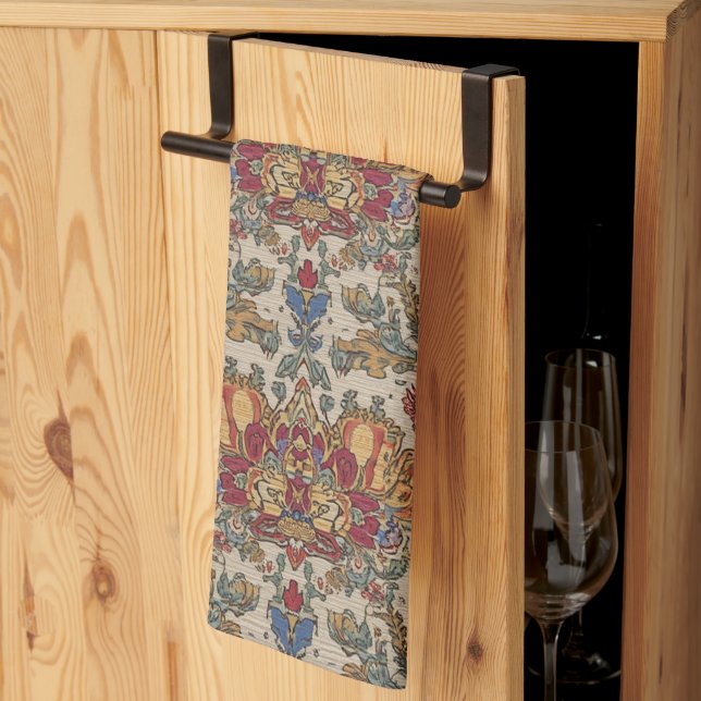 Boho 17th Century Indian Repro Pattern  Tea Towel (Thirds Fold)