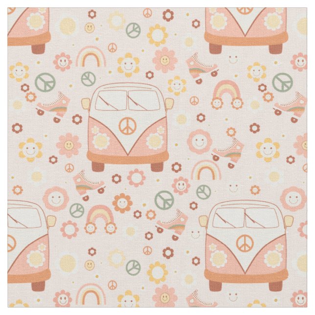 boho 1960s hippie peace van fabric (Close Up)