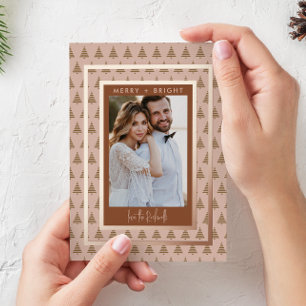 Boho 1 Photo Real Foil Foil Holiday Card