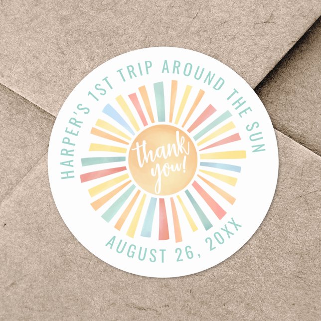 Boho 1st Trip Around The Sun Classic Round Sticker (Boho 1st Trip Around The Sun Classic Round Sticker)