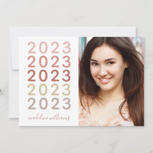 Boho 2023 Photo Graduation Flat Announcement Card (Front)
