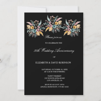 Boho 50th anniversary wedding anniversary invitation