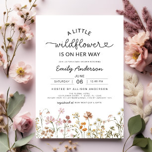 Boho A Little Wildflower Floral Baby Shower Invitation