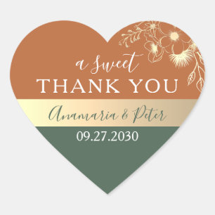 Boho A Sweet Thank You Wedding Favour Heart Sticker