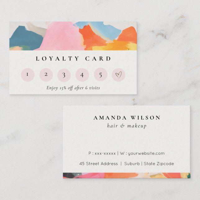 Boho Abstarct Moutain Landscape 6 Punch Loyalty Business Card (Front/Back)