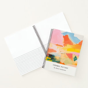 Boho Abstarct Moutain Landscape Pink Blue Orange Notebook