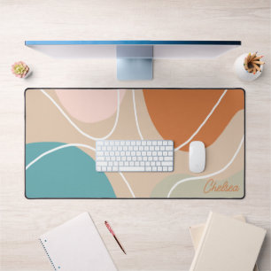 Boho Abstract Aesthetic Custom Name Desk Mat