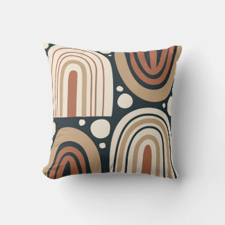 Boho Abstract Arches and Lines Throw Pillow