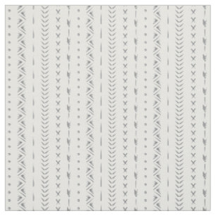 Boho Abstract Arrow Stripe Geometric White Grey Fabric