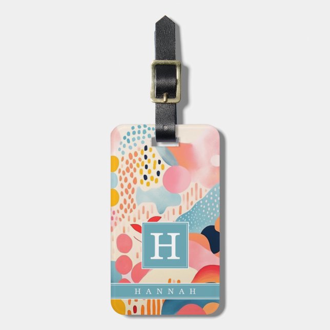 Boho Abstract Art Luggage Tag (Front Vertical)