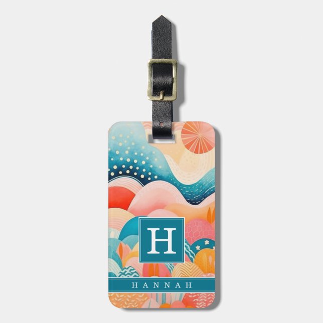 Boho Abstract Art Luggage Tag (Front Vertical)