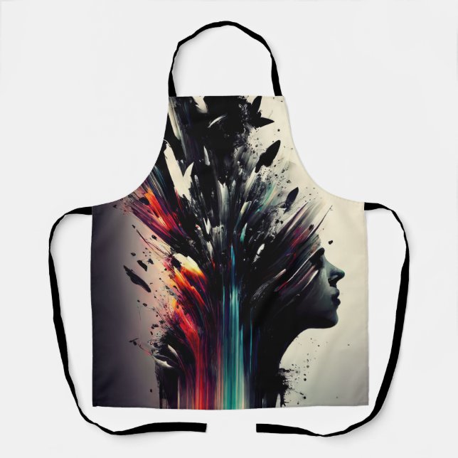 Boho abstract art with girl face apron (Front)
