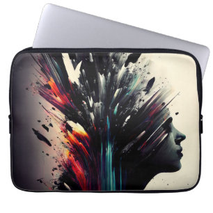 Boho abstract art with girl face laptop sleeve