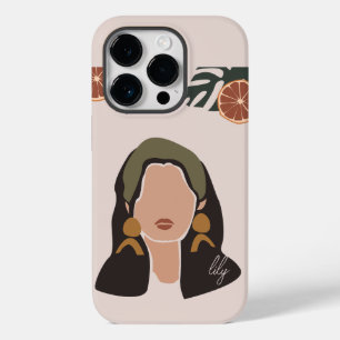 Boho Abstract Art Woman Illustration , Earthy Tone Case-Mate iPhone 14 Pro Case