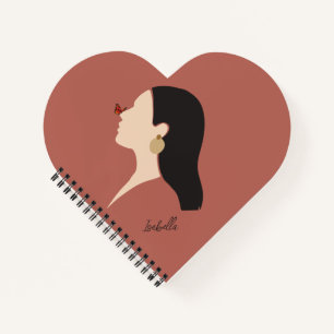 Boho Abstract Art Woman Illustration , Earthy Tone Notebook