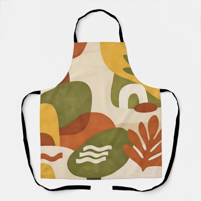 Boho Abstract Botanical Art Apron (Front)