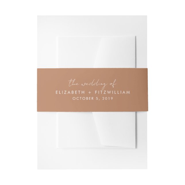 Boho Abstract | Caramel Mocha Couples Wedding Of Invitation Belly Band (Front Example)