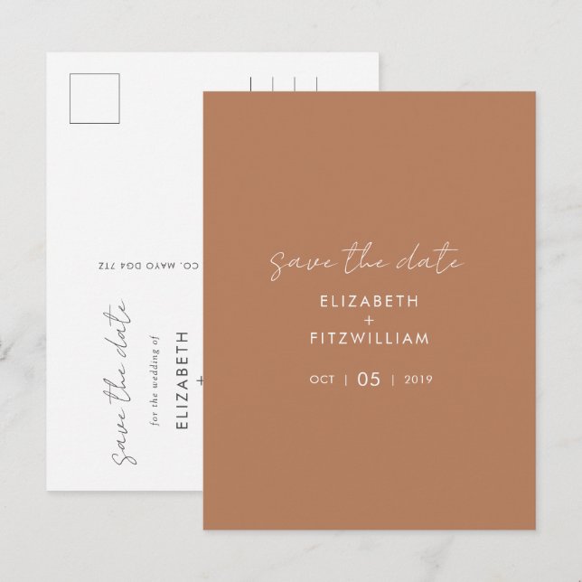 Boho Abstract | Caramel Mocha Save the Date  Postcard (Front/Back)