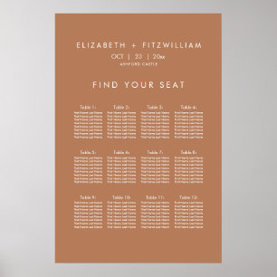 Boho Abstract   Caramel Mocha Seating Chart Poster