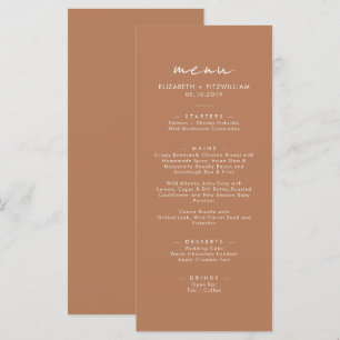 Boho Abstract Caramel Mocha Wedding Dinner Menu