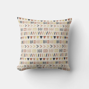 Boho Abstract Dash Dot Tribal Symbol Pattern Cushion