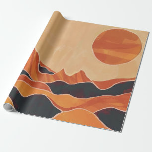 Boho Abstract Desert Landscape with Sun Minimalist Wrapping Paper