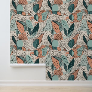 Boho abstract Doodles Lines Dots Wallpaper