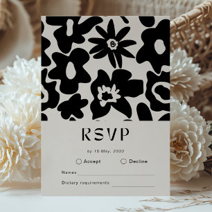 Boho Abstract Floral Wedding RSVP