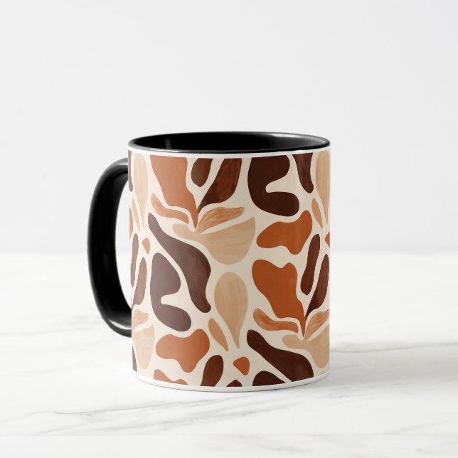 Boho Abstract Flow Mug – Soft Shape Composition (Front Left)