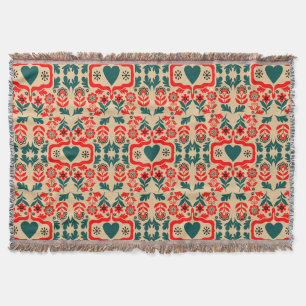 Boho Abstract Flower Art Throw Blanket