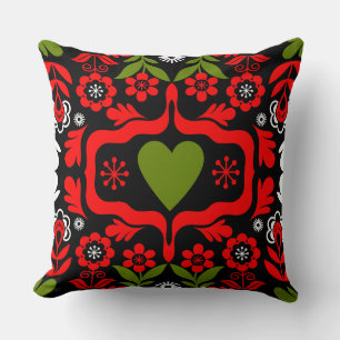 Boho Abstract Flower folk art Cushion