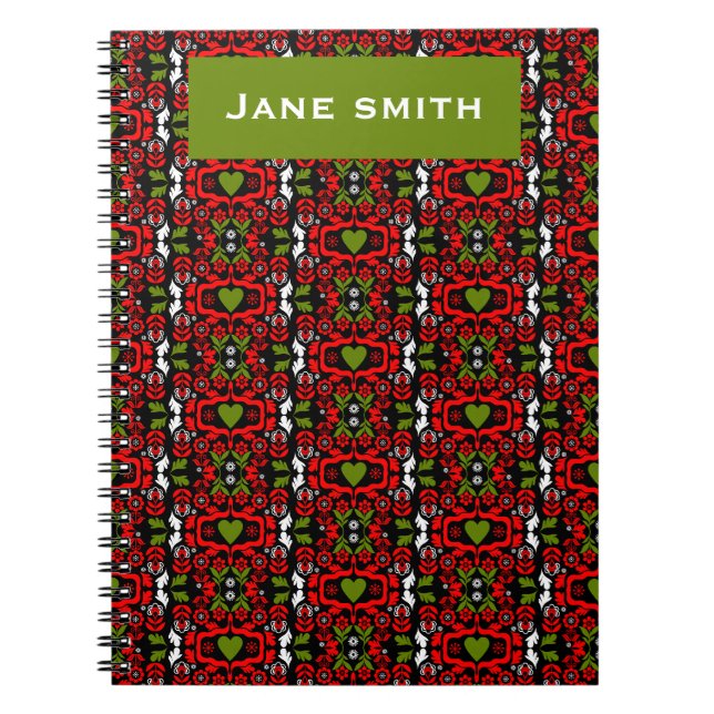 Boho Abstract Flower folk art Notebook (Front)