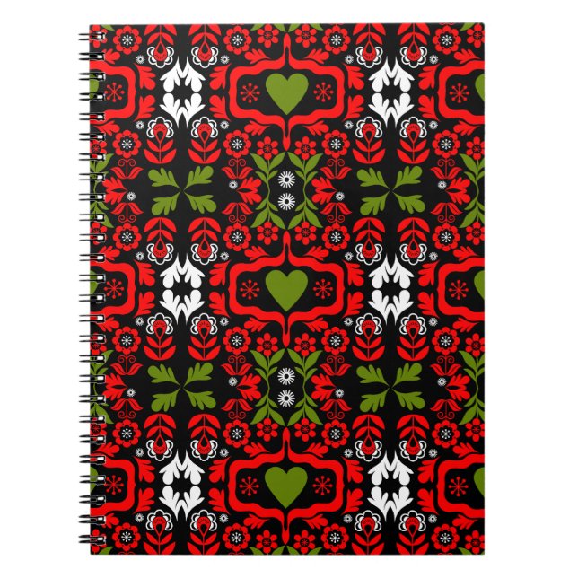 Boho Abstract Flower folk art Notebook (Front)