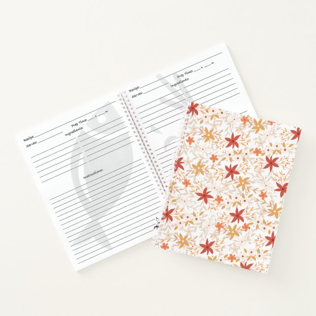 Boho abstract flowers harvest gold rust bone  notebook (Inside)