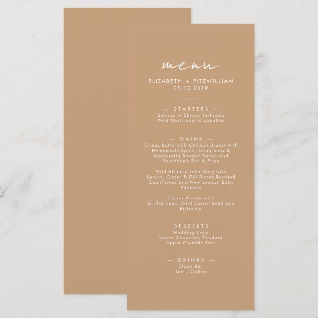 Boho Abstract | Gentle Fawn Wedding Dinner     Menu (Front/Back)