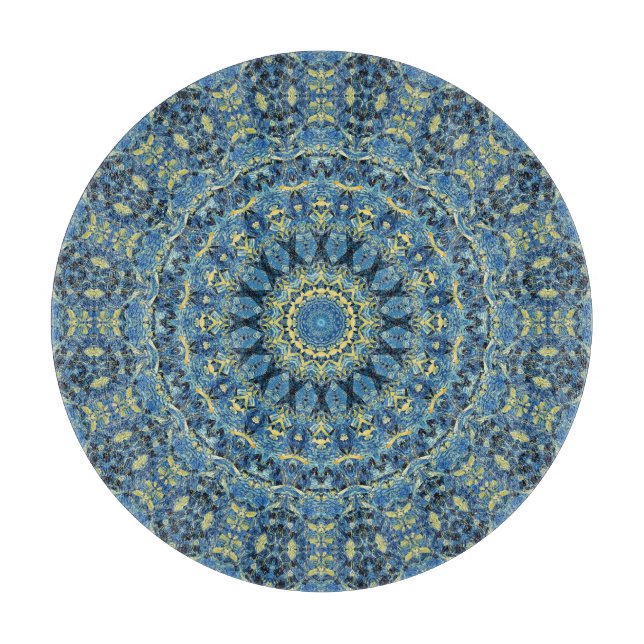 Boho Abstract Groovy Van Gogh Starry Night Mandala Cutting Board (Front)