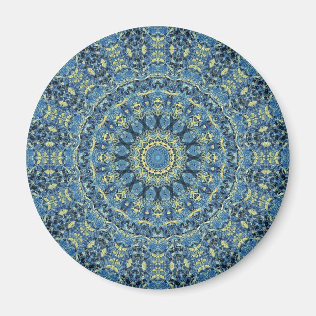 Boho Abstract Groovy Van Gogh Starry Night Mandala Magnet (Front)